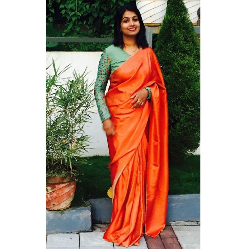 Italian Silk Saree for Women- Orange