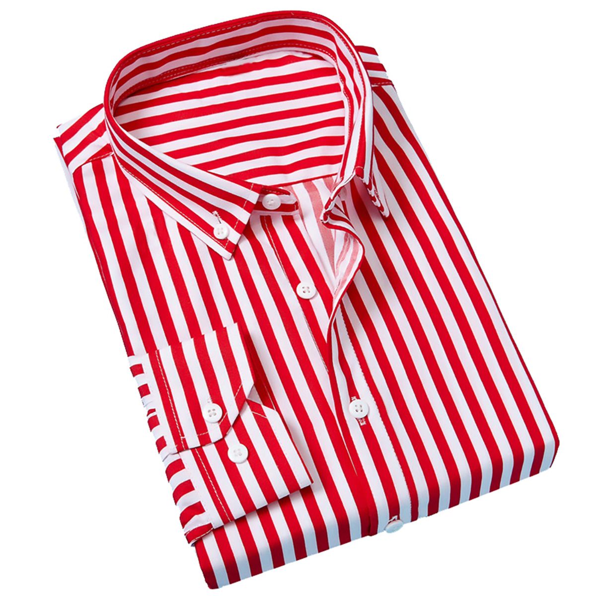 Fashion Vertical Stripes Men Spring Autumn Long Sleeve Business Casual Shirt Top