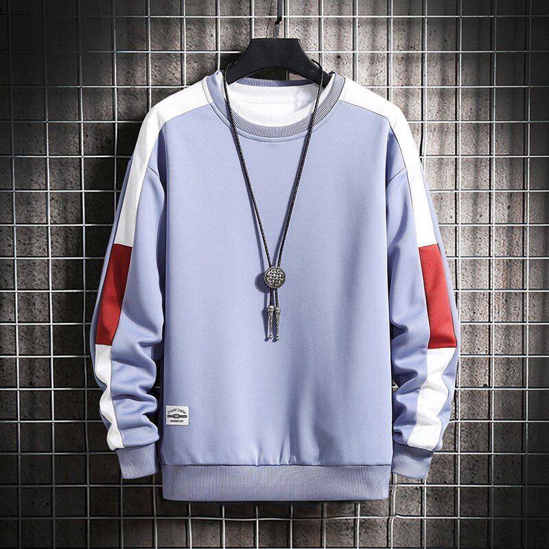 Fashion Harajuku Sweatshirts Men Spring Autumn 6 Color Hoodie Mens Casual O-Neck Patchwork Sweatshirt for Young Men