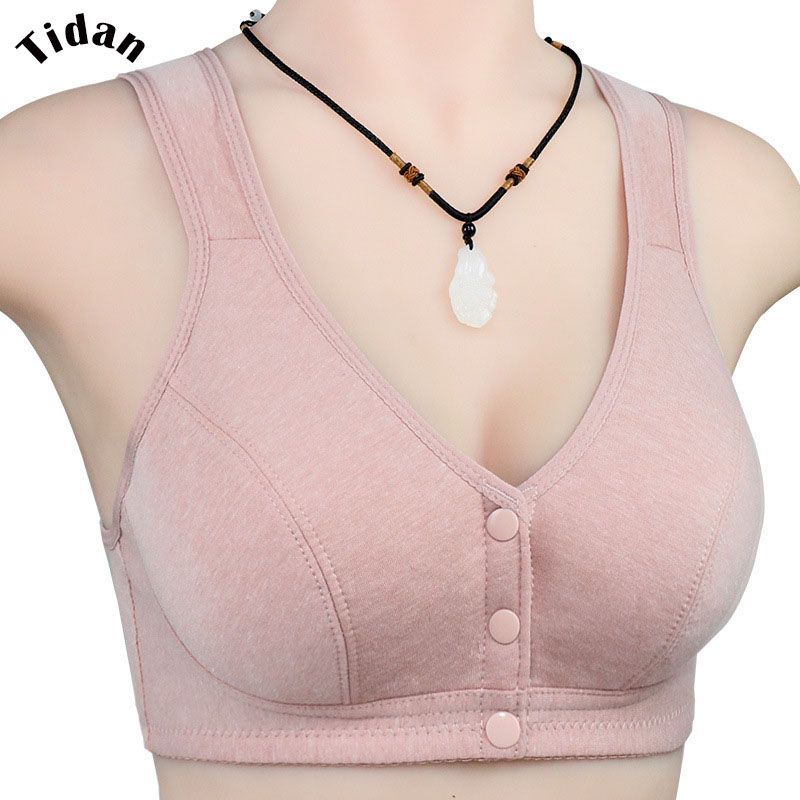 New Front Buckle Bra Women Soft Cotton Bras Plus Size Wireless Bra