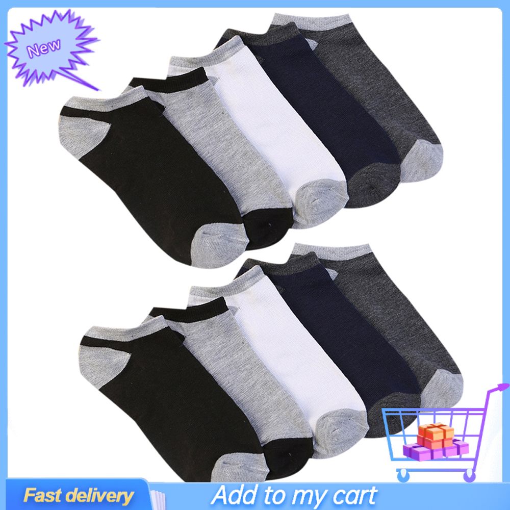 5Pairs Men Color Block Strips Cotton Soft Sweat Absorbant Low Cut Ankle Socks