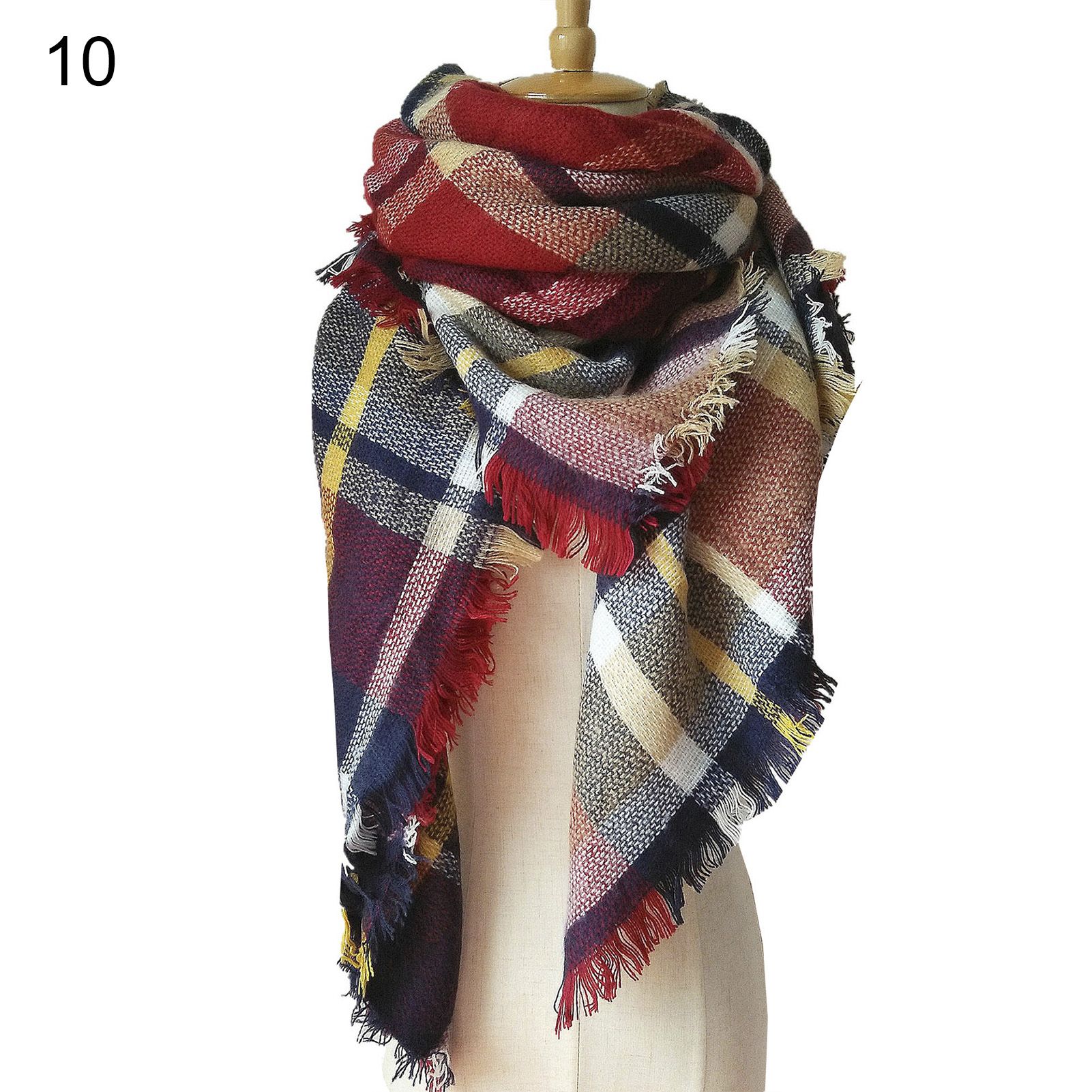 Scarf Wrap Washable Tassel Hem Warm Splicing Scarf