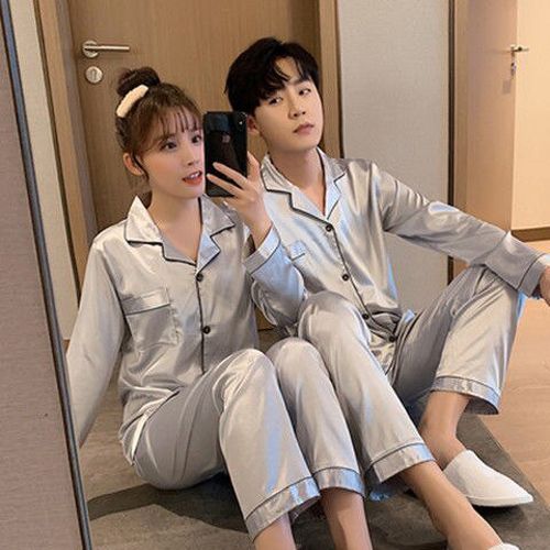 Pajamas For Women Silk Satin Suit Female Casual Pijama Autumn Suit Female Couple Pajamas Summer pijama hombre 5XL