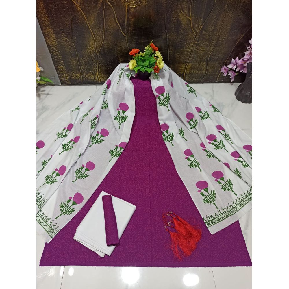 New Gorgeous Unstitched Cotton Screen Printed Salwar Kameez for Women ( সুতি ৩ পিস)