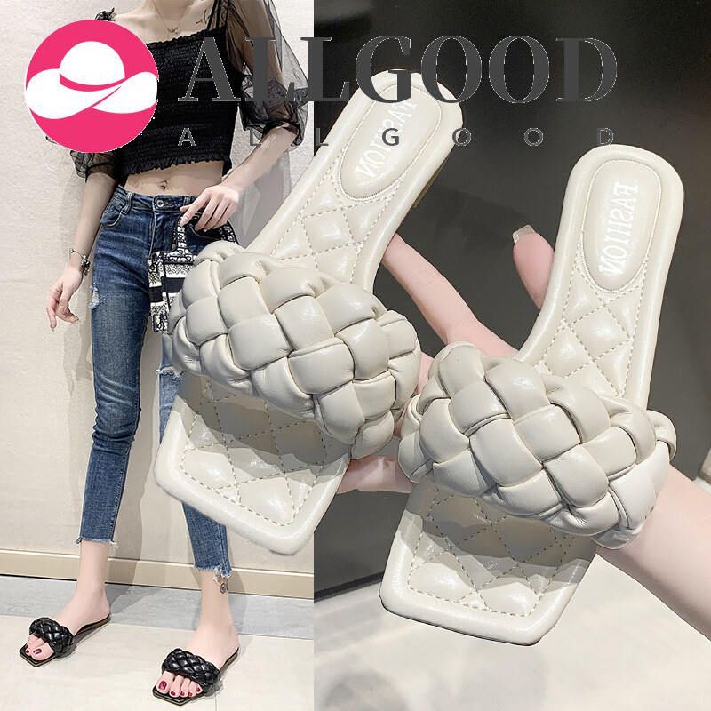 Big Size 35-41 Women Leather Flat Sandals Casual Weave Peep Toe Slippers for Women