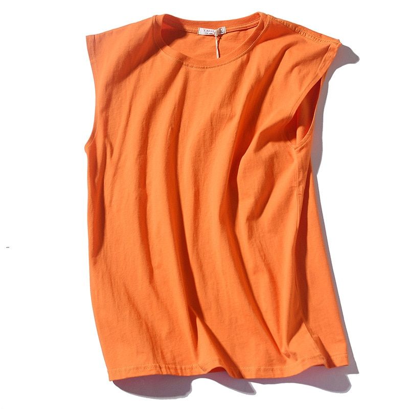 Brand Men Sleeveless TaTops Summer Men High Street Trend Wild Solid Color Ta100% Cotton Casual TaMale