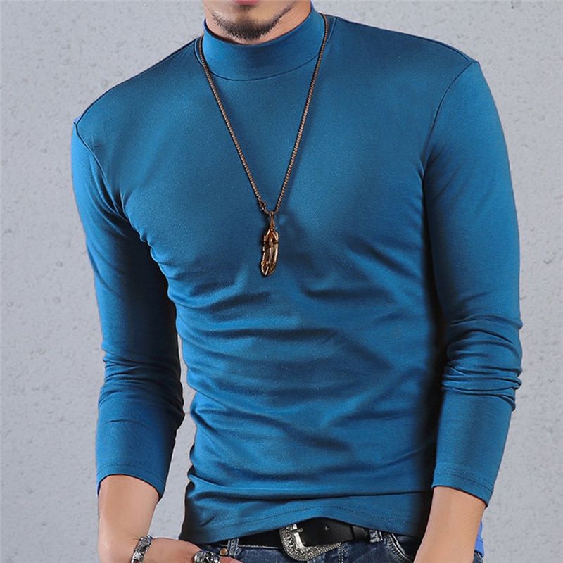 ARCSINX Half Turtleneck Men T-Shirt Casual Long Sleeve T Shirt Men Plus Size 6XL 5XL 4XL 3XL Fashion Fitness Tight Tee Shirt Men