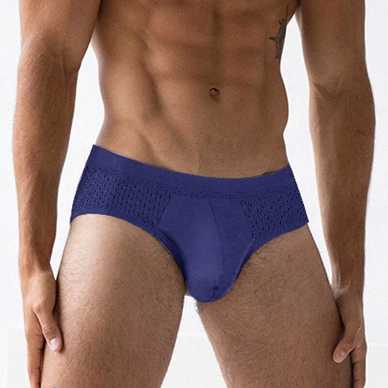 Mesh Breathable  NEW Briefs Mens Bodysuit Male Comfortable Solid Underpants Sexy Men Briefs Cotton 4 colors