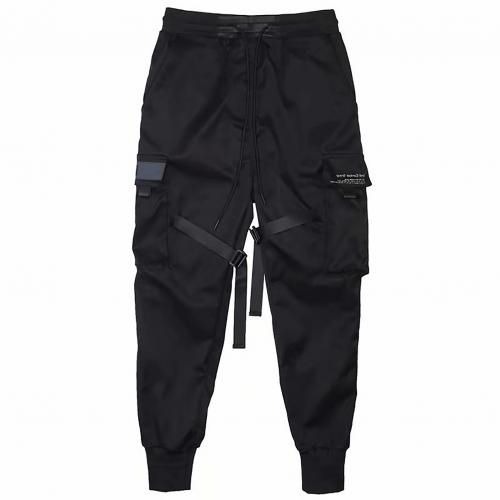 Men Fashion Drawstring Multickets Ss Ankle Tied Cargo Pants Long Trousers