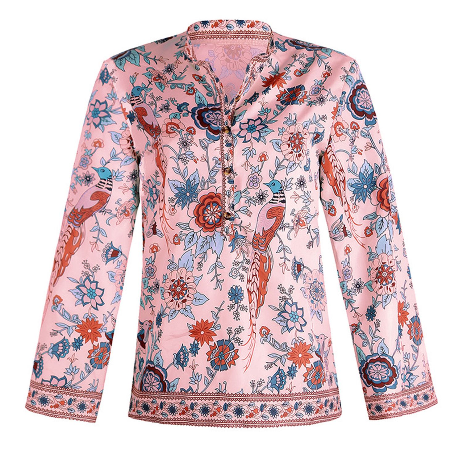 Casual Shirt Classic Design Peock Floral Print Boho Blouse