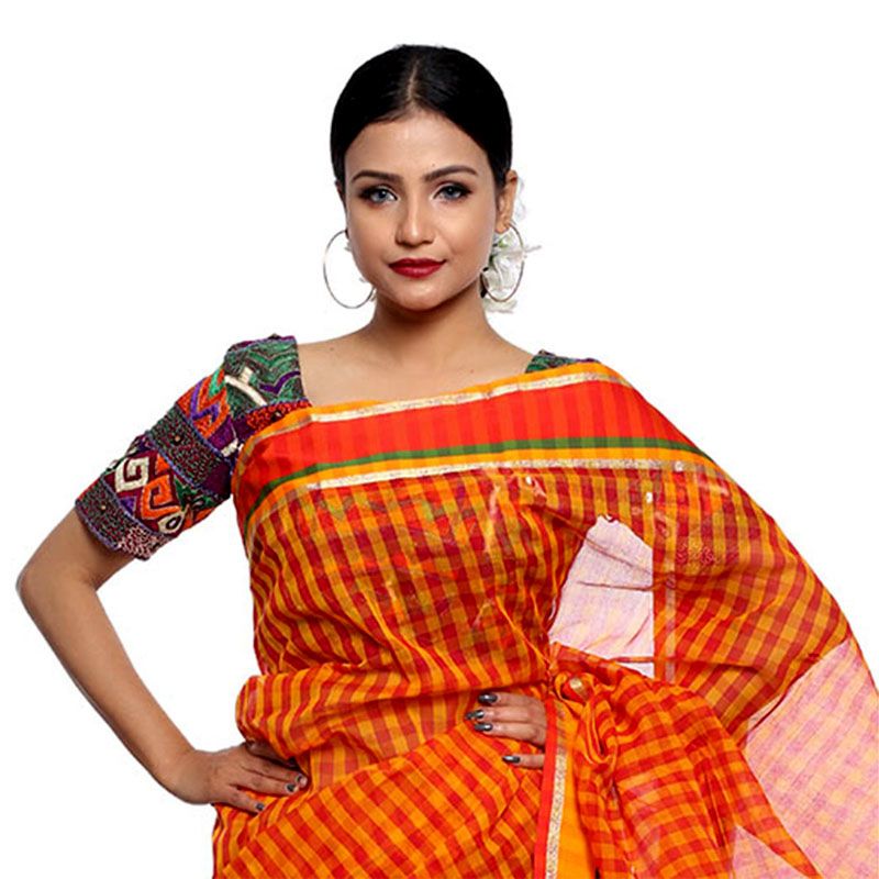Grameen Chake Cotton Sharee Without Blouse Piece For Women