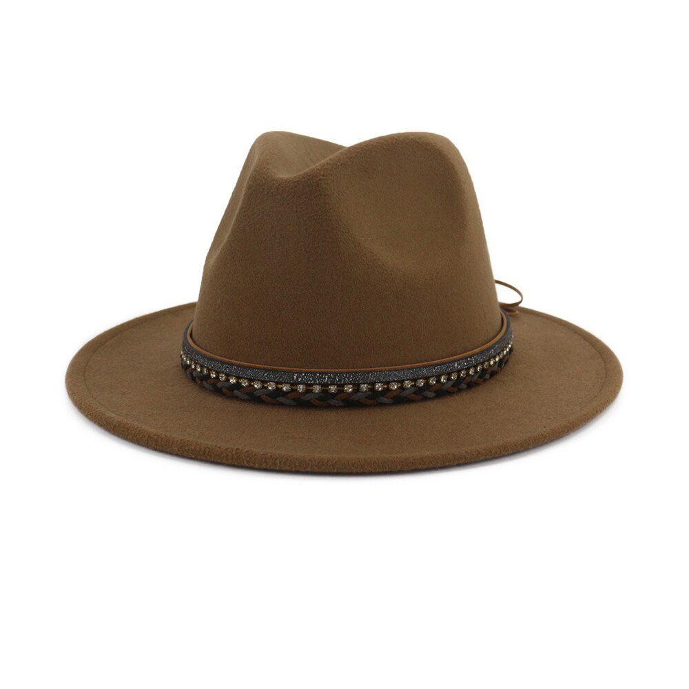2019 Women Men Fedora Hat With Belt Wide Brim Hat Pop Panama Size 56-58CM