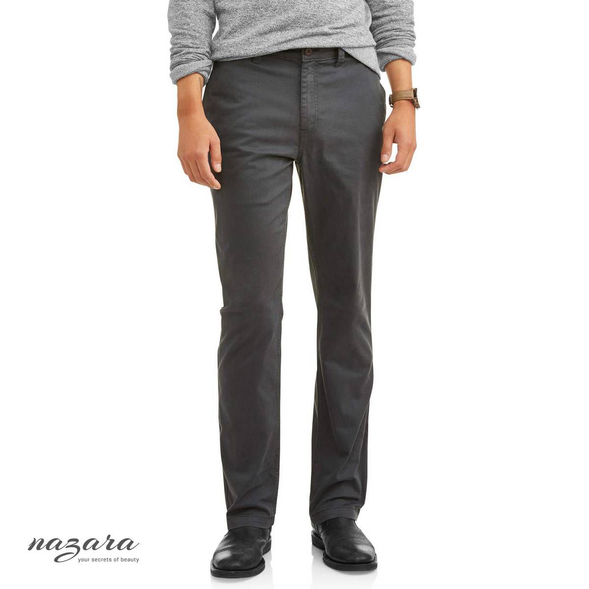 Slim-Fit Chino Gabardine Pants - Dark Ash