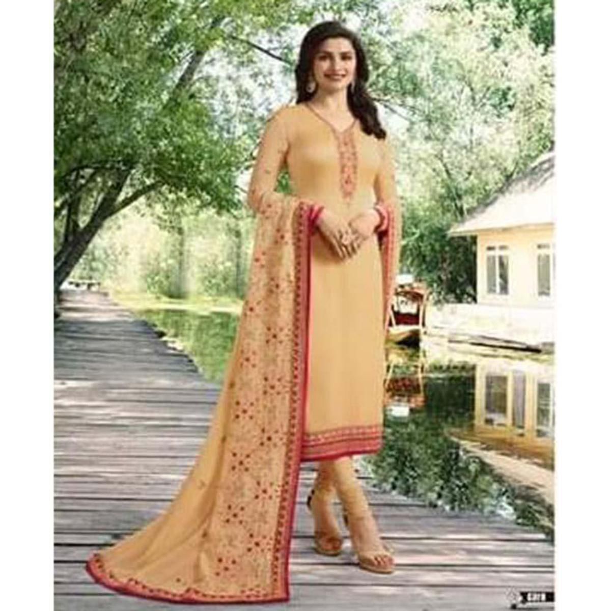 Unstitched Moccasin Georgette Salwar Kameez for Women