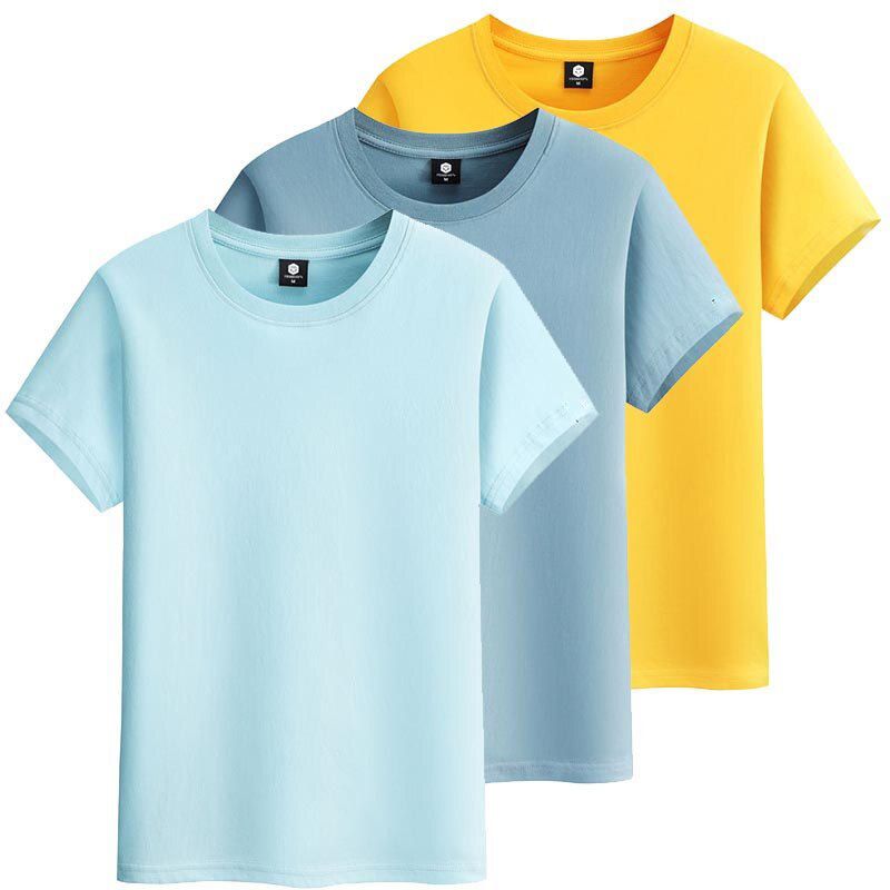 Mens Short Sleeve T-Shirt Cotton Fashion Solid Color Casual Man T Shirts Summer Tee Clothing 3 Pcs/Lot TX154