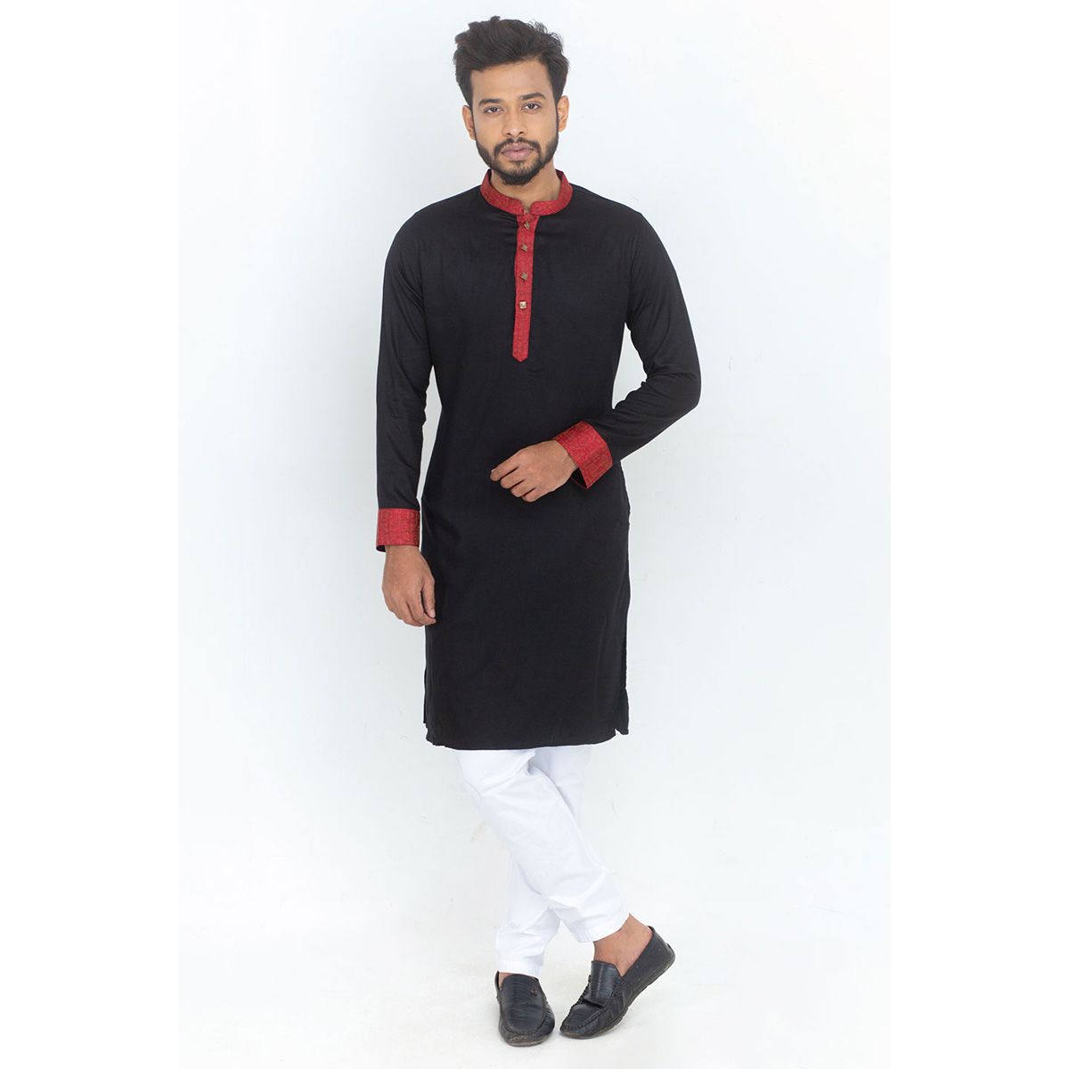 Men's Premium Quality Black Color Semi Long Panjabi