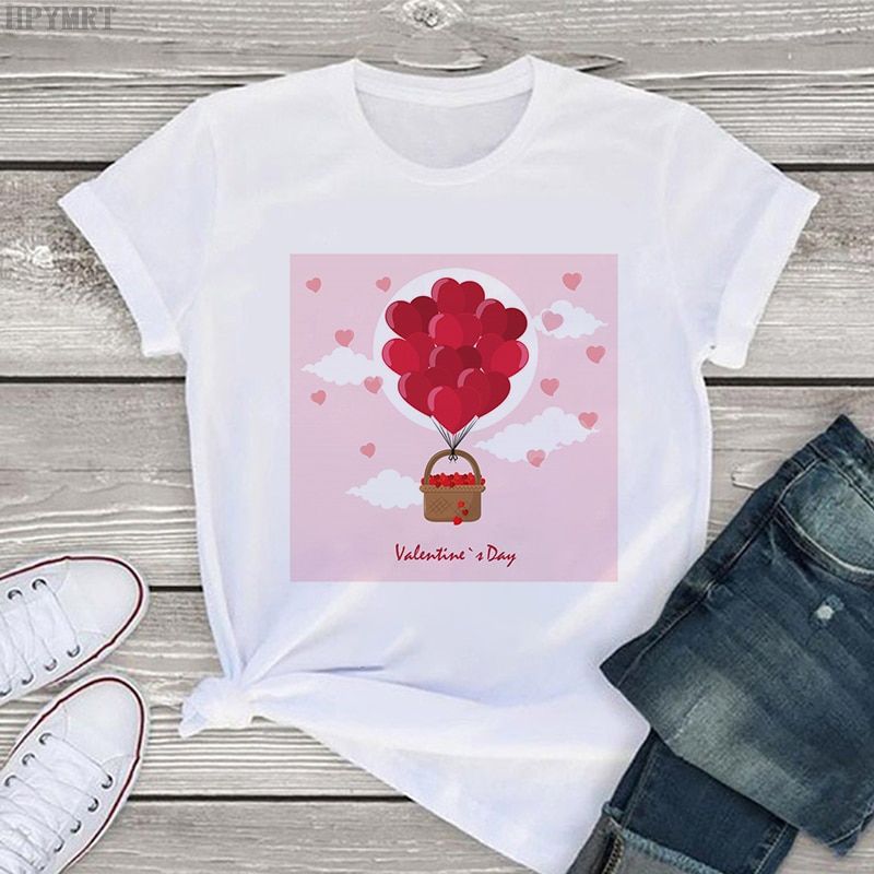 2021 New Korean women T-shirt fashion Color love print female T shirt Harajuku casual large size tops Tshirt clothing Streetwear