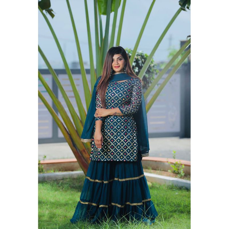 Un-stitched Embroidered Georgette Salwar kameez