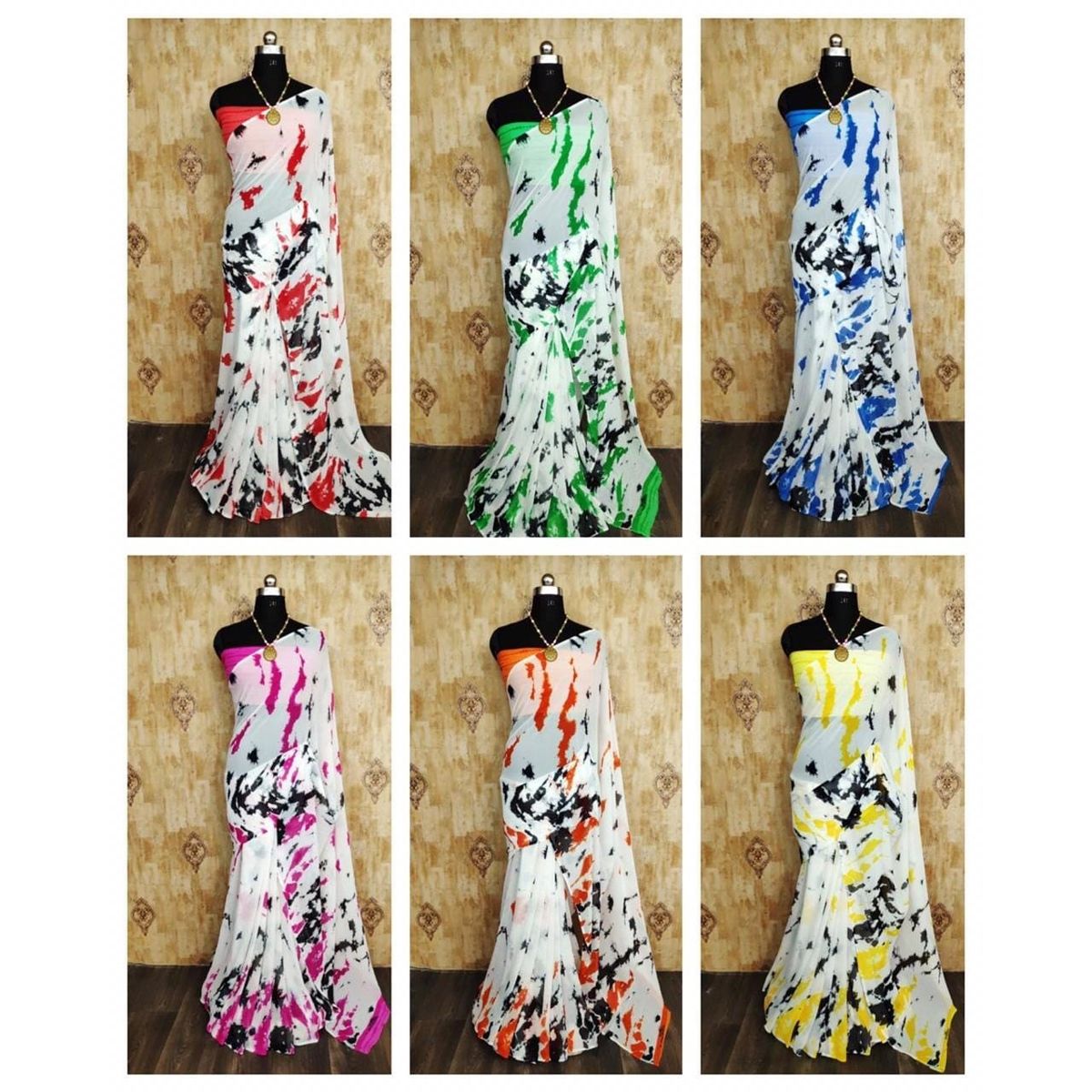 Soft Jorget Batik Saree With Blouse Pcs, Boishaki Collection