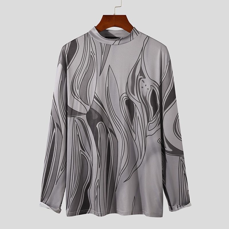 Autumn Fashion Men T Shirt Printing Round Neck Long Sleeve Fitness Casual Undershirt 2022 Streetwear Men Clothing INCERUN 5XL 7