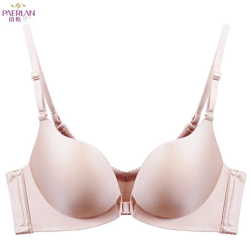 PAERLAN Wireless front button female Seamless bra summer  a piece glossy seamless push up  Solid underwear Women Wire Free