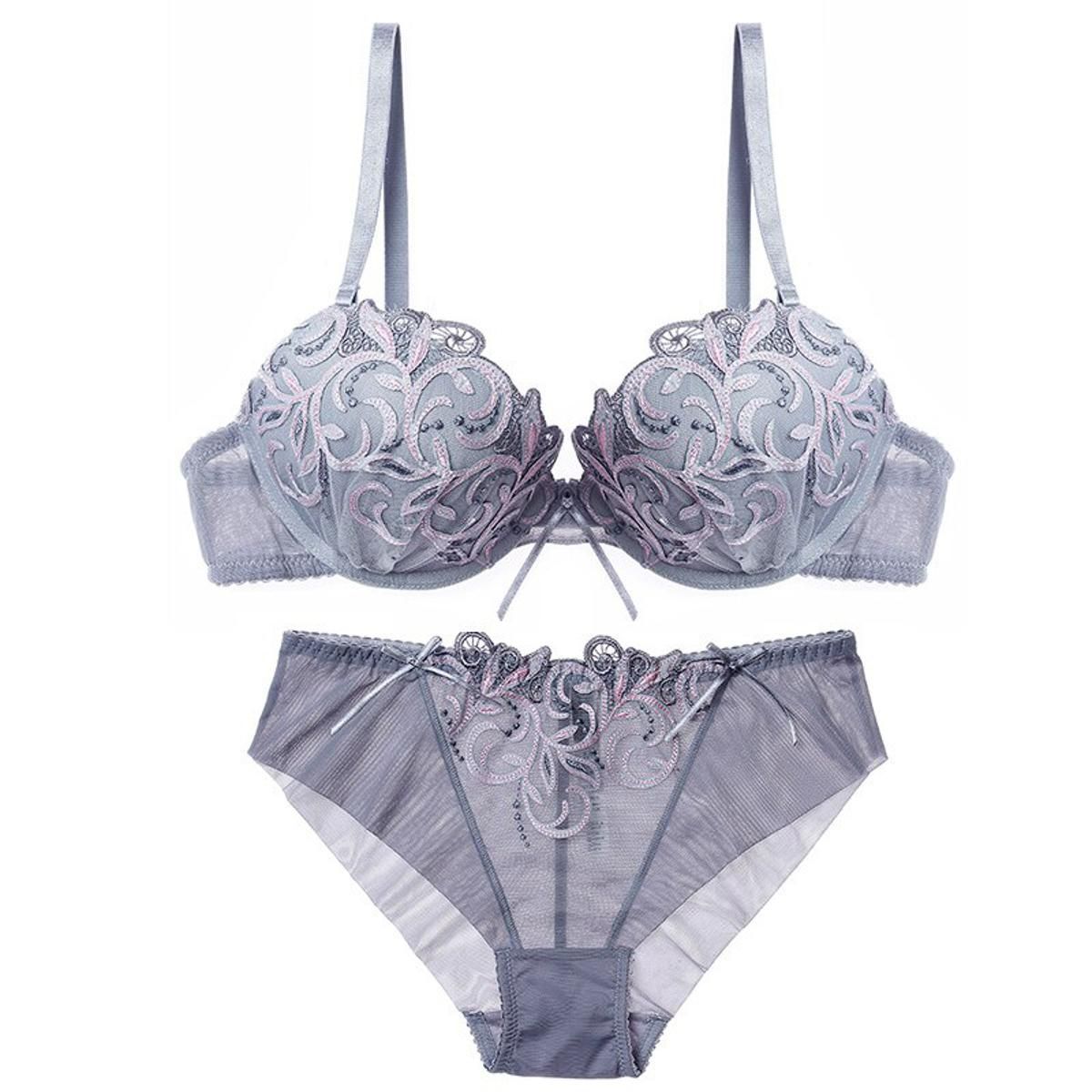 Lilymoda Women  Hot Erotic Transparent Lingerie Ultrathin Bra Brief Set Lace Embroidery Seamless Panties Underwear Brassiere