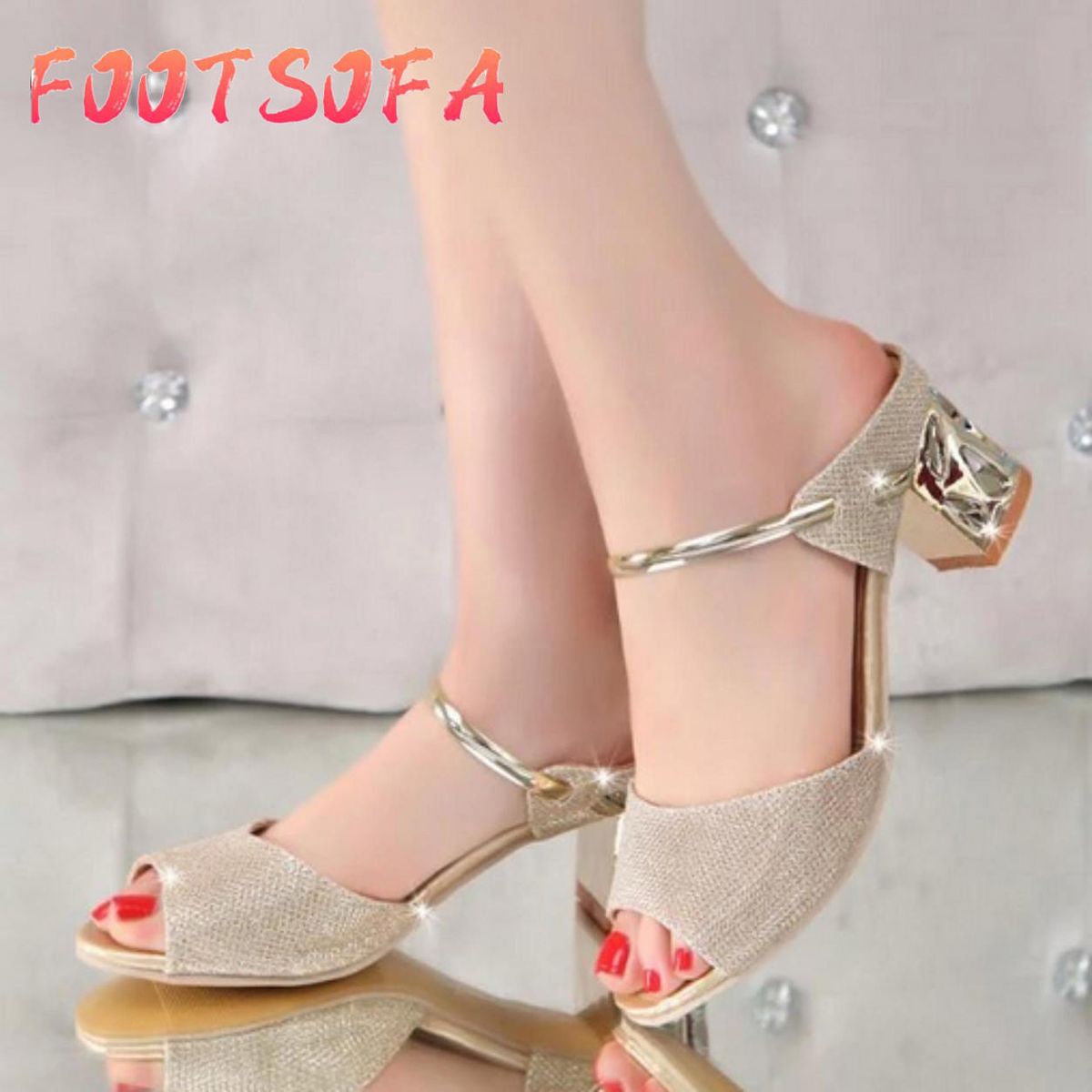 Hollow out bright leather fashion fish mouth shoes (Gold) - intl
