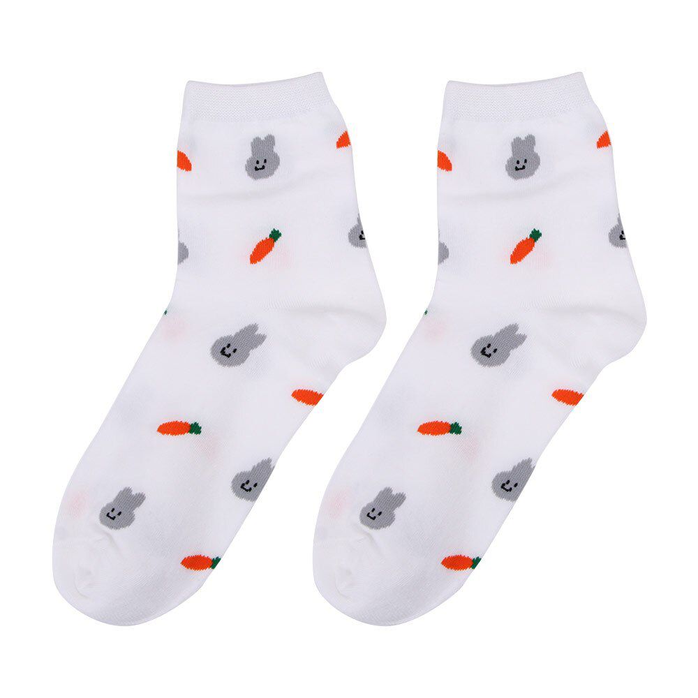 Cute Cartoon Carrot Omelette Cherry Pizza Women Cotton Socks Korean New Sweet Wild Tube Socks Harajuku Sock Fuzzy Sock