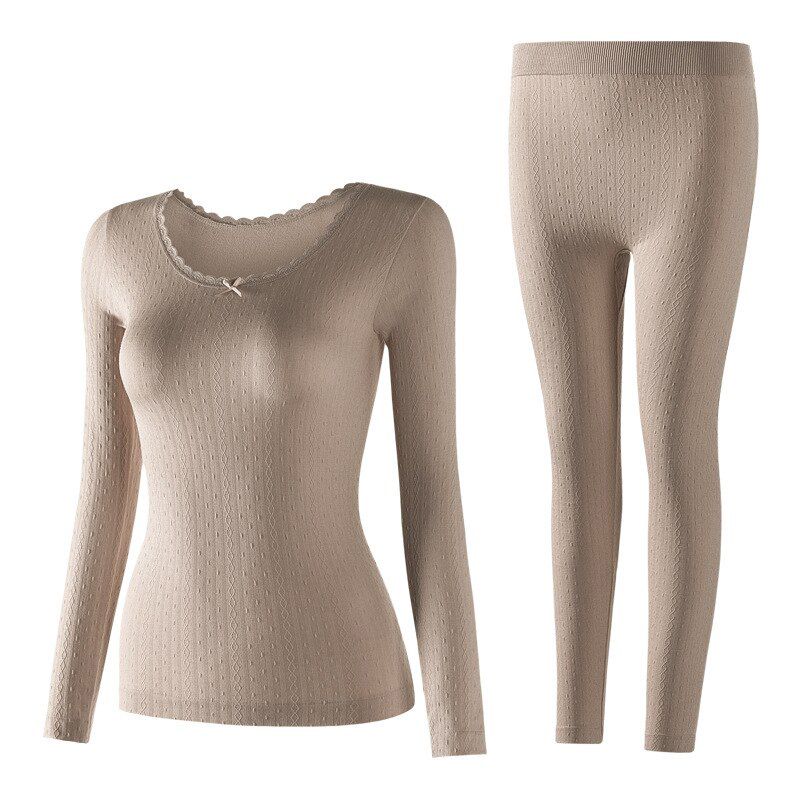 Women Winter Long Jhons Thermal Underwear Soft Invisible Clothes Tops Buttoms Set