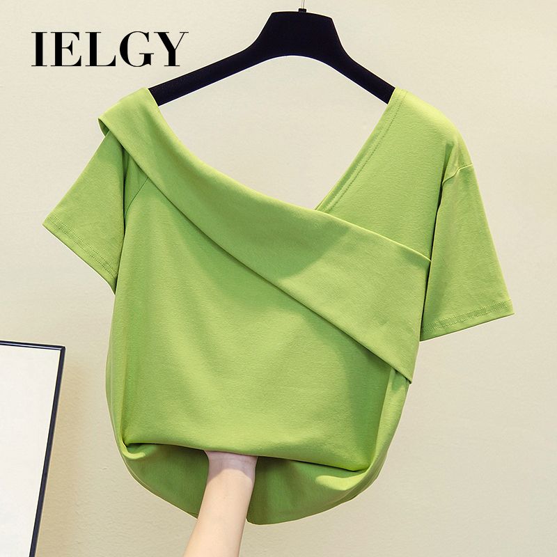 IELGY plus size women's western-style short-sleeved T-shirt covering the flesh and revealing thinness tops bottoming shirt tide