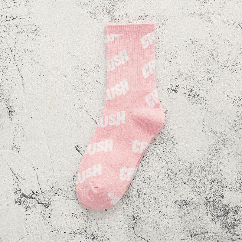 Fashion Women Cute Socks Cotton with Alphabet Streetwear Sport Casual Skateboard Kawaii Pink Socks Female for Autumn 227