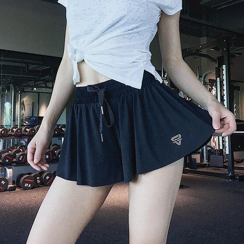 fa_ke Two-piece Fitness Women High Waist Elastic Tight Running Shorts Quick-drying Sports  Yoga Trousers Were Thin