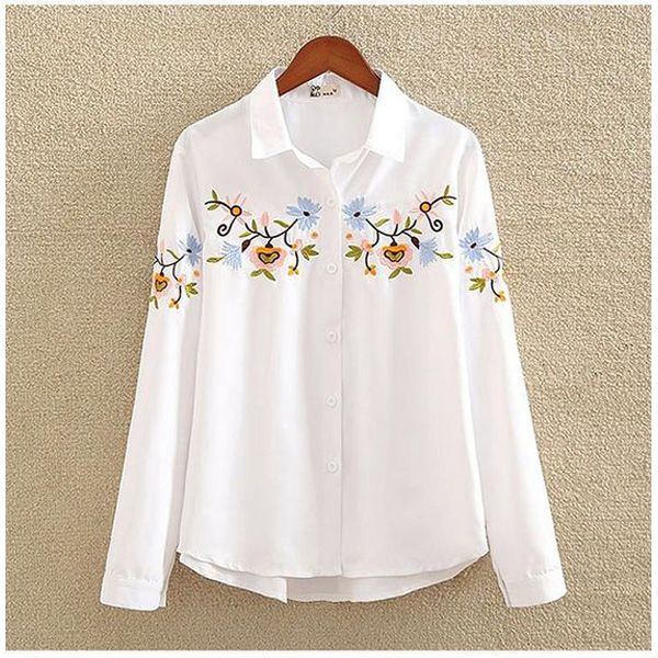 elites Embroidery White Shirt For Women