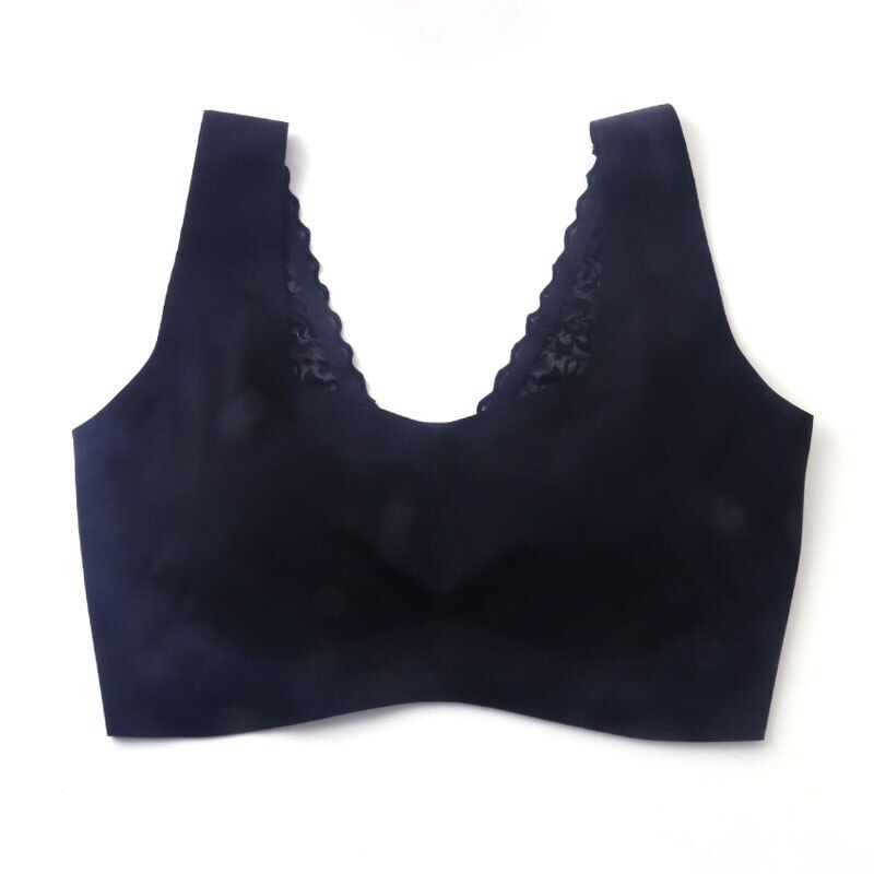 No Rims Sleeping Vest Bra Harness Underwear Seamless Glossy Modal Ultra Thin Home Bra 70-95ABC Removable Padded Comfort Vest Bra