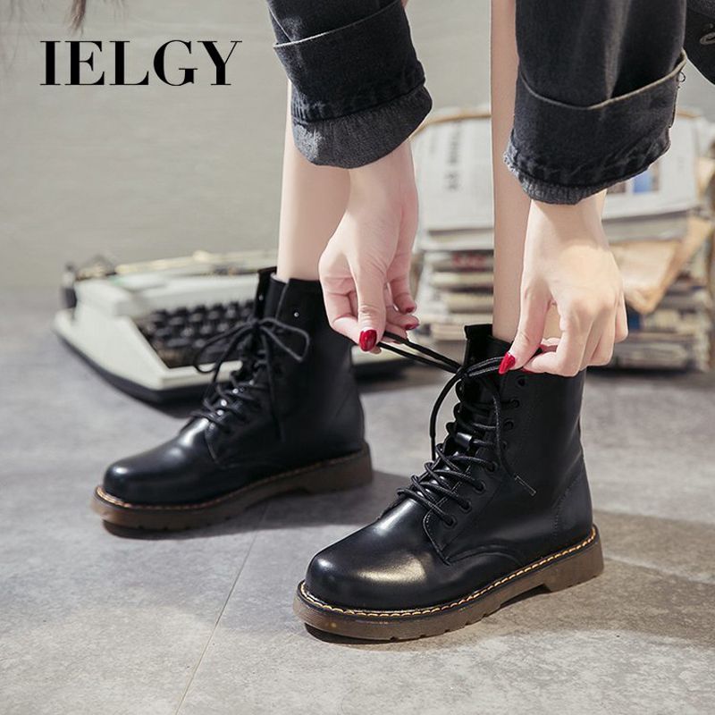 IELGY Martin boots female British style thick-soled breathable  boots