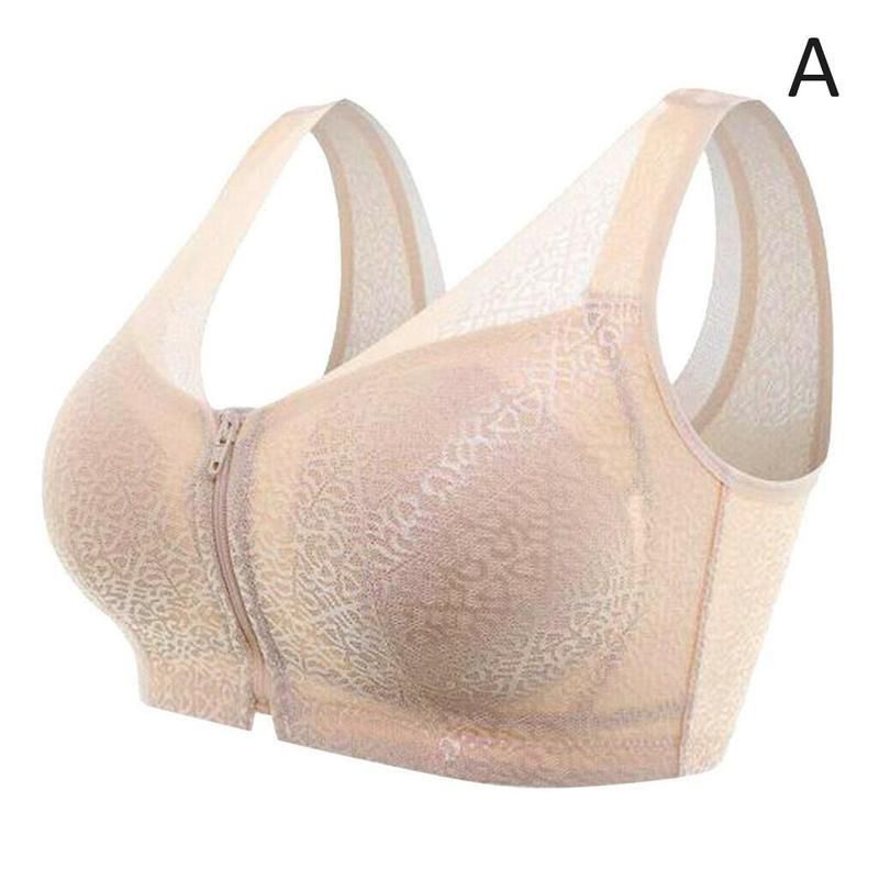 Front Buckle Without Rims Beauty Back Bra Seamless Lace Thin Section Gathered Bra Breathable Silk  Bra  Sleep Bra