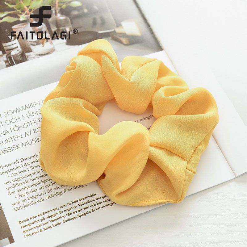 Satin Silk Fashion Scrunchies Sweet Solid Color Elastic Hair Bands Hair Ties Ropes For Women Girls