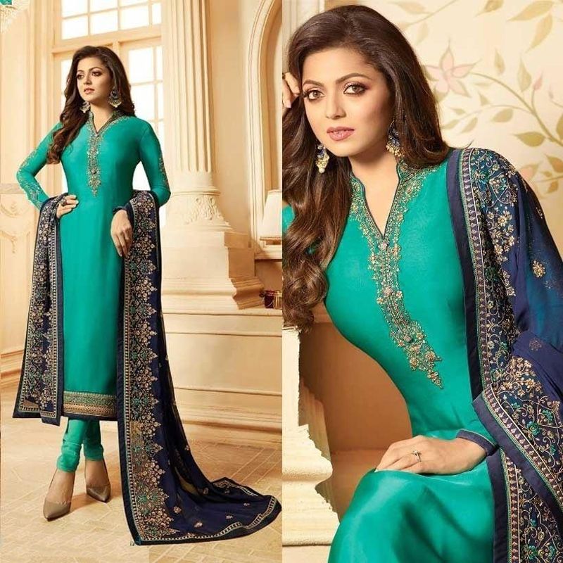 Unstitched Dark Turqoise Georgette Salwar Kameez For Women