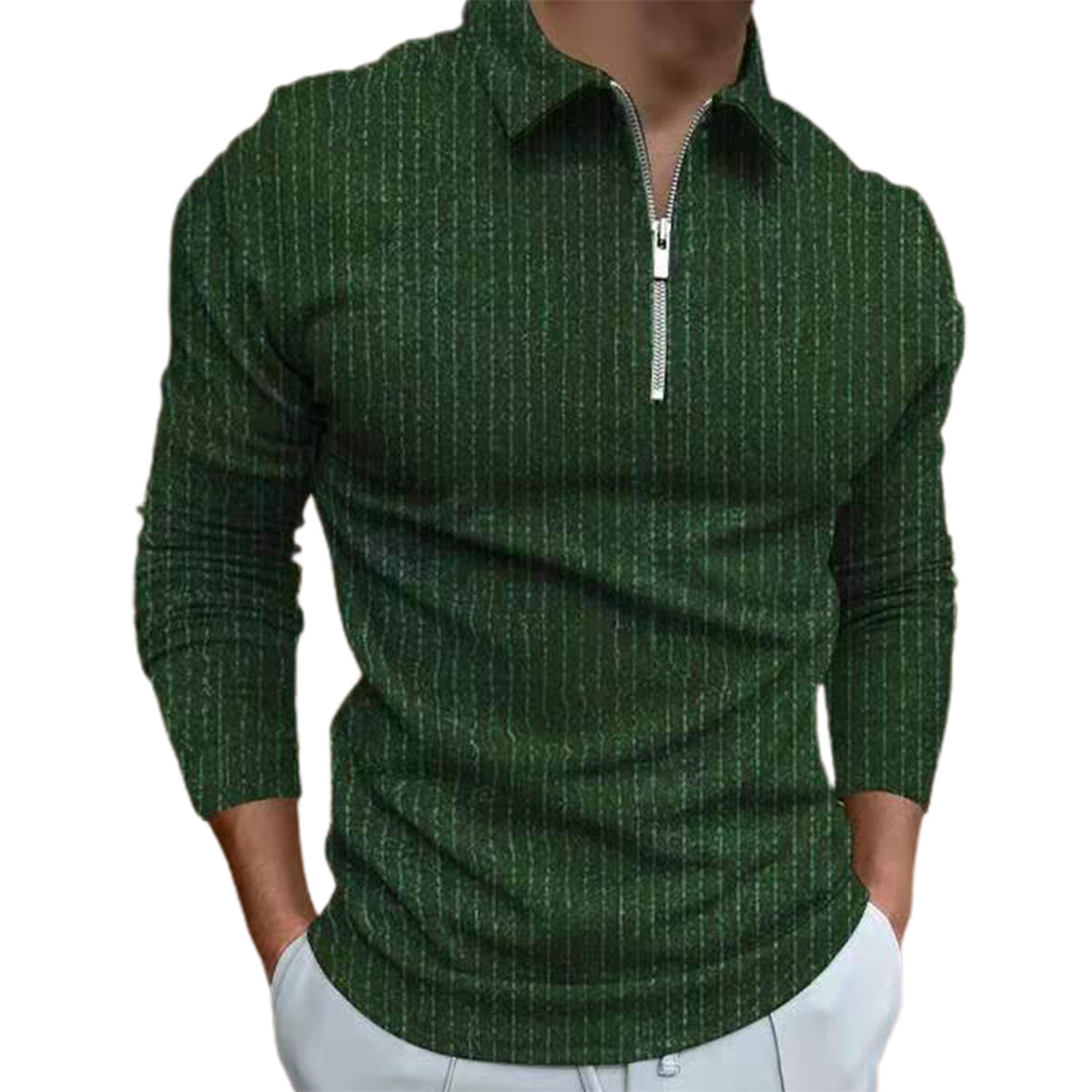Casual Shirt Classic Vertical Stripe Leisure Male Pullover