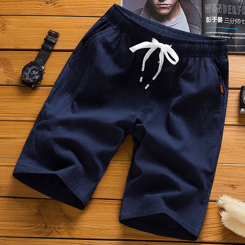 7 Colors Linen Shorts Men Big Tall Summer Plus Size 5XL Elastic Waist Casual Flax Bermuda Male Beach Linen Clothes