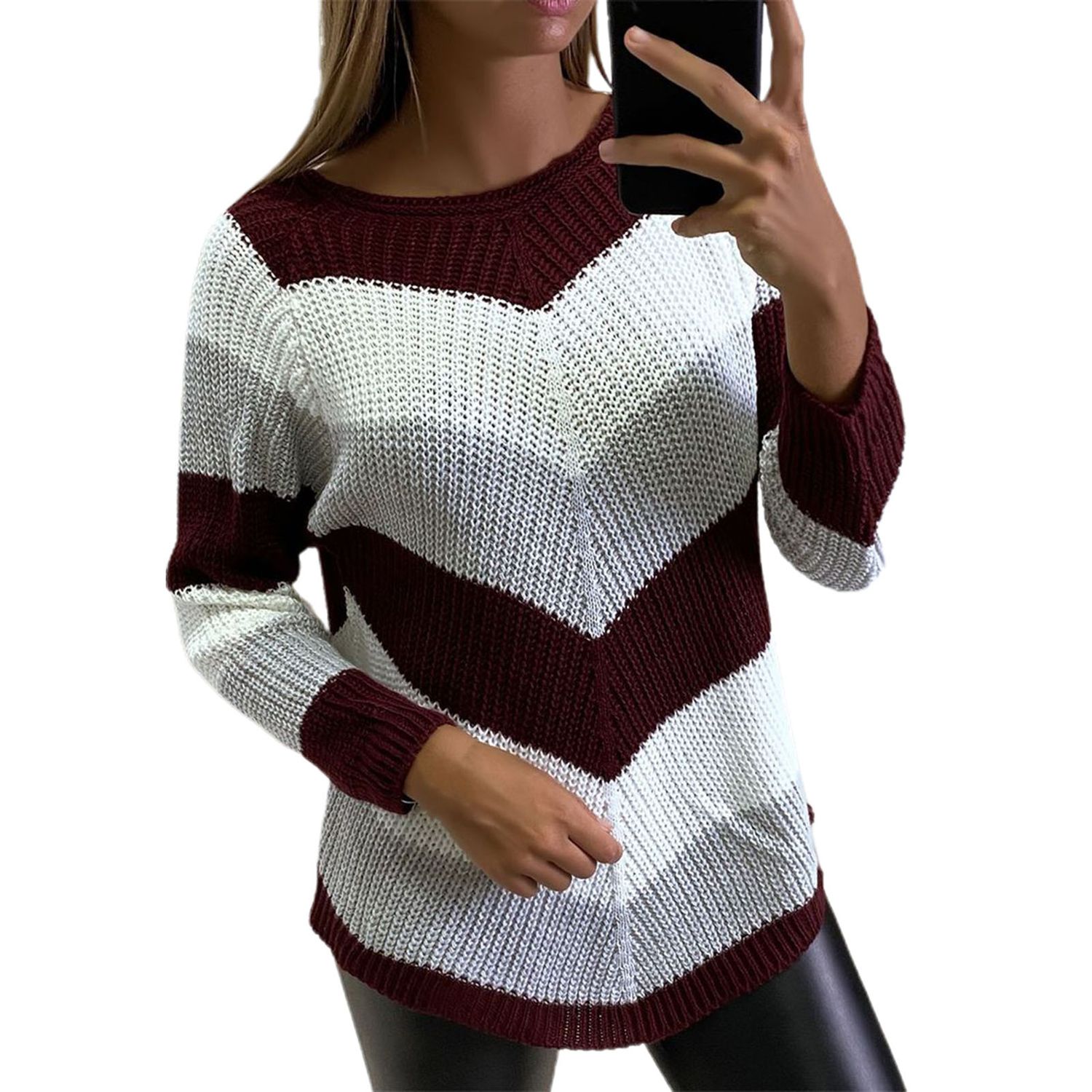 Winter Sweater Round Neck Elastic Elegant O Neck Spring Sweater