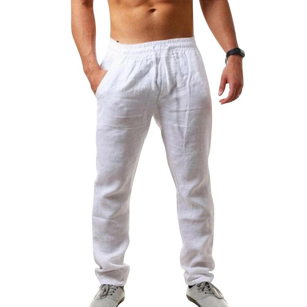 Men Cotton Linen Pants Male Summer New quick-dry Breathable Solid Color Linen Trousers Street Casual Comfortable Costume