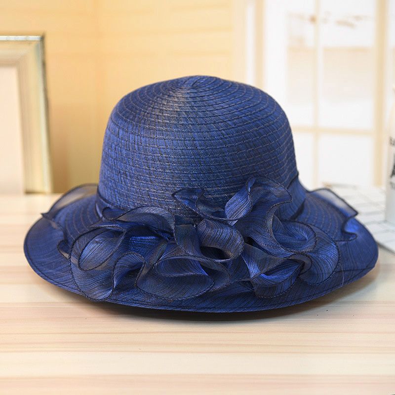 new Summer Pearls Sun-shading Hat Female lace Flowers Sun Hat Anti-uv Beach Hat Folding Wide Sun protection