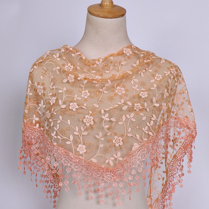 Women Fashion Triangle Wrap Lady Shawl Flower Lace Scarf Female Baby Tassel Shawls Scarves Spring Summer Photo Props Accessories
