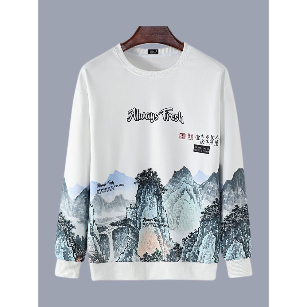 Hill Print Long Sleeve Men's Sweatshirt