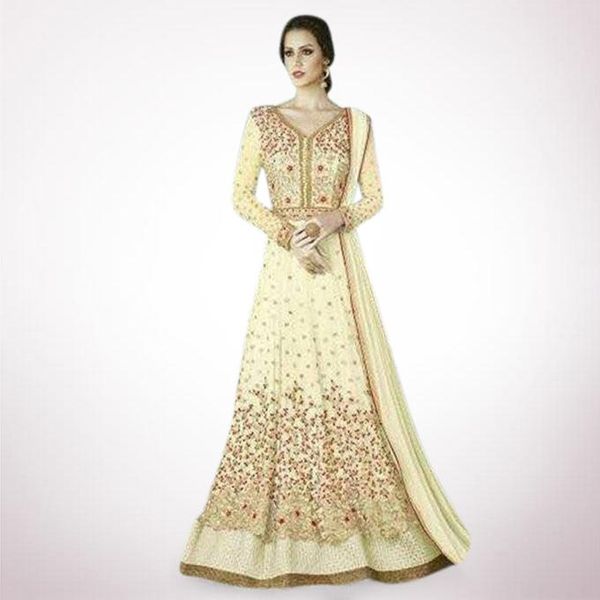 Unstiched Cornsilk Georgette Gown For Women