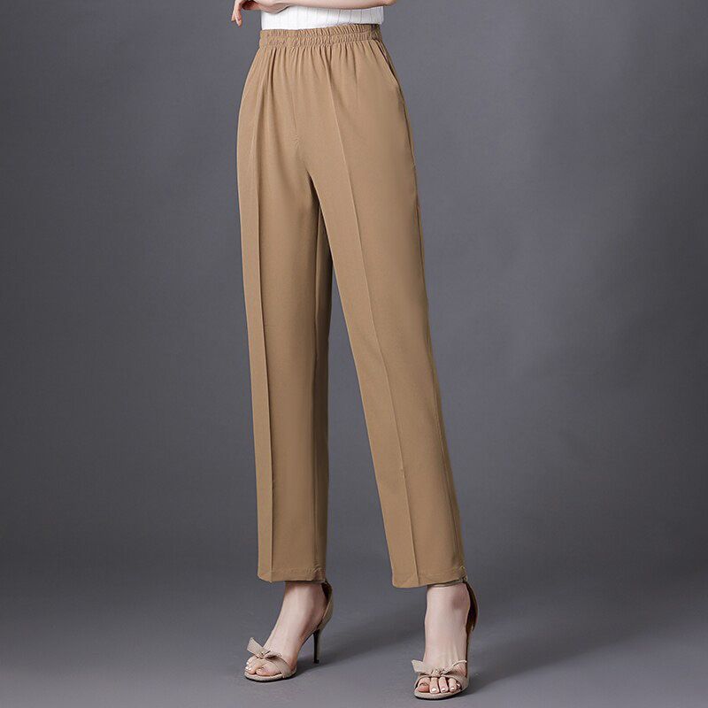 10 Colors Summer Women Pencil Pants High Waist Casual Stretch Straight Pants Female Black Ankle-length Trousers