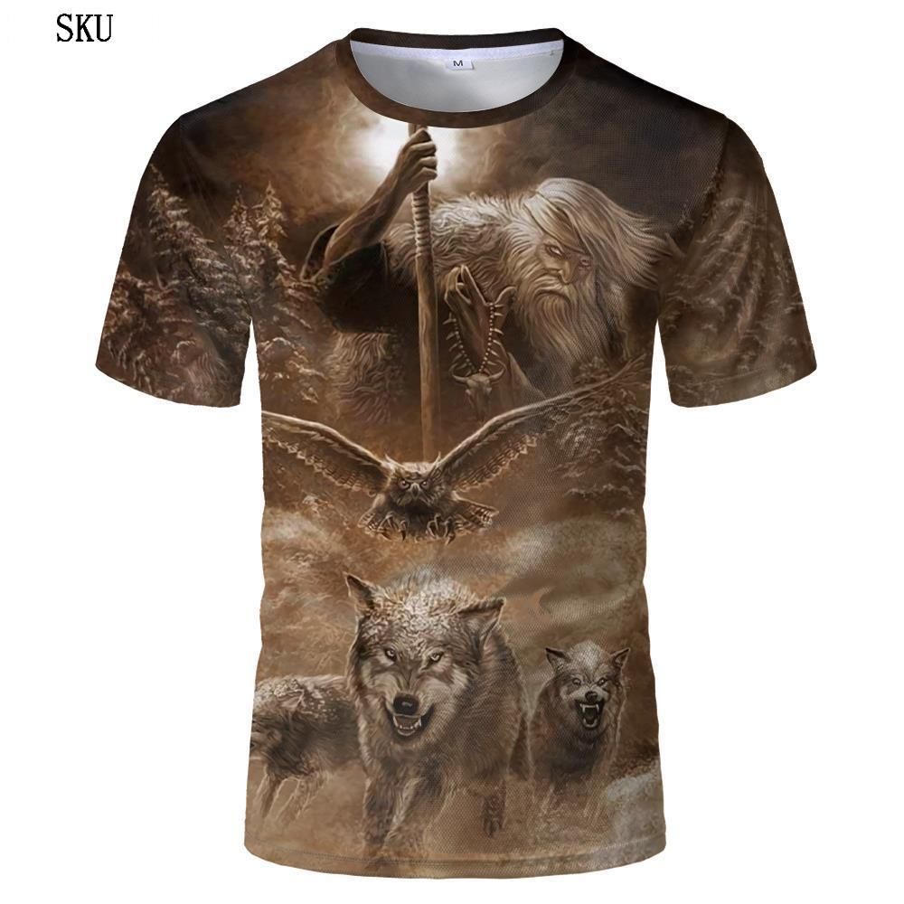 Men clothes Harajuku Wolf 3D Print Cool T-shirt Men/Women Short Sleeve Summer Tops Tees  Fashion t shirt Hot