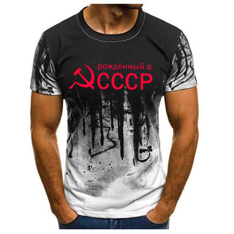 New Mens T-Shirt Summer CCCP Russian T Shirts Men USSR Soviet Union Man Short Sleeve Tshirt Moscow Mens Tees O Neck Tops 130-6XL