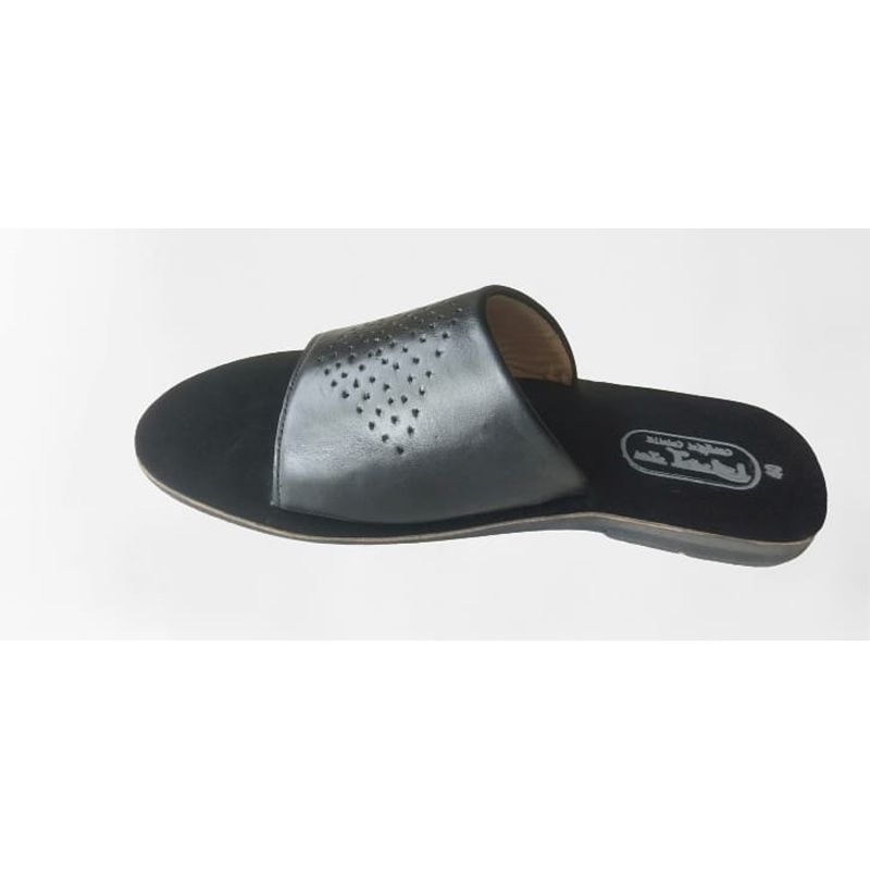 Black Leather Fashionable Sandal For Men